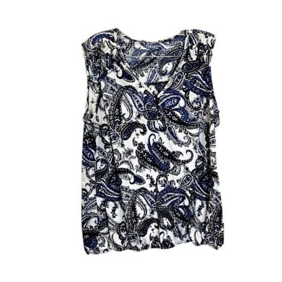 Women's Sleeveless Paisley Print‎ V Neck Tank Tops Blouse Shirts - Picture 1 of 9